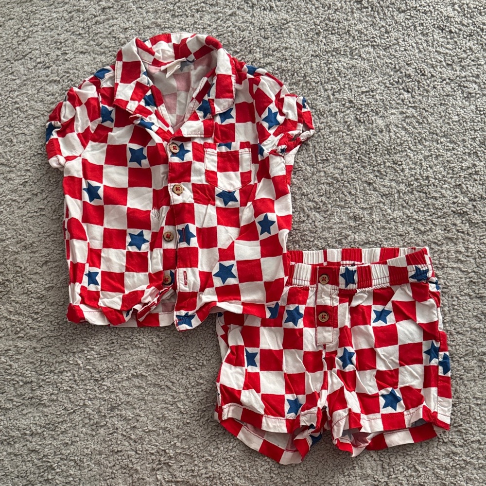 Cat & Jack Red and White Checkered Outfit